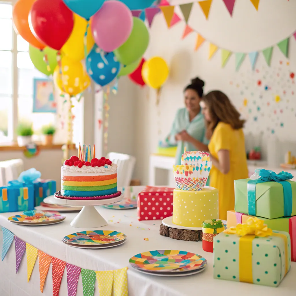 Colorful birthday party setup