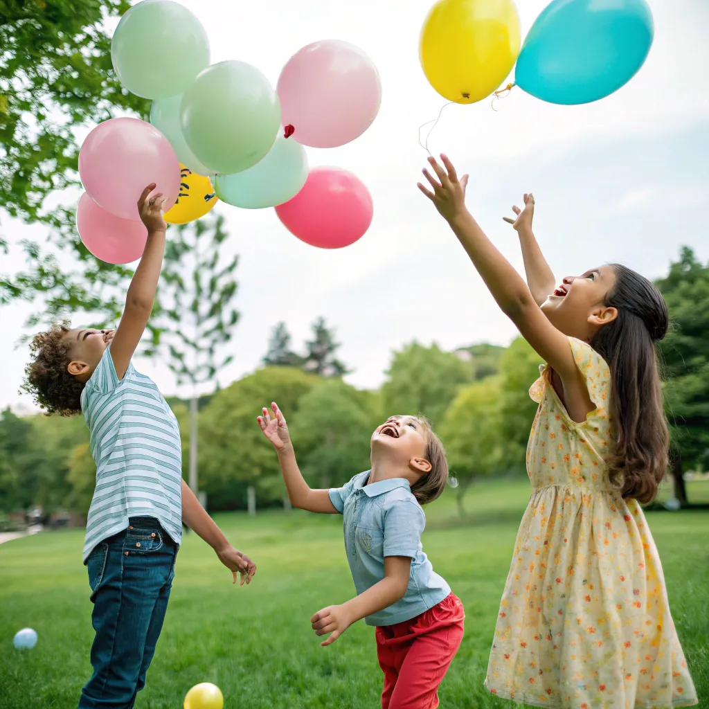 Kids playing with balloons